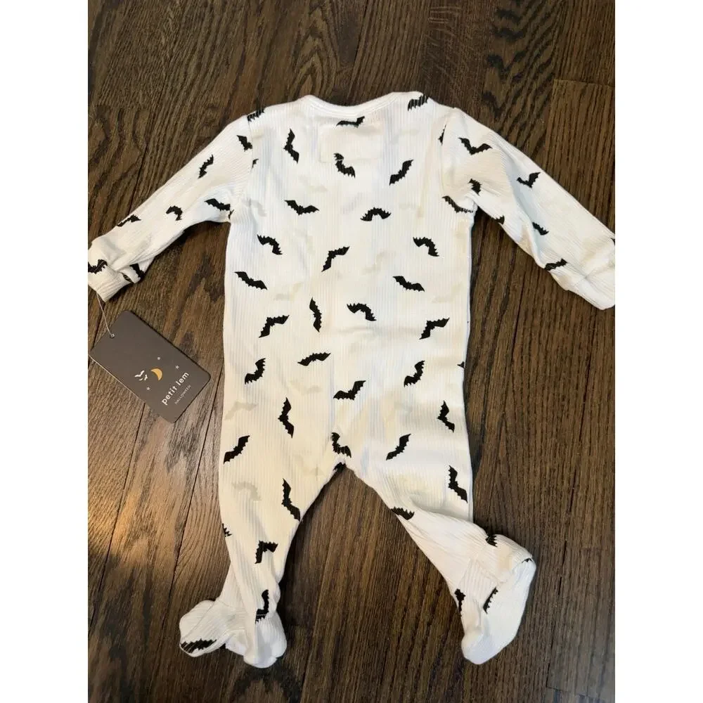 Petit Lem Newborn Zipper Bat Halloween Footie One Piece Cotton Unisex NWT $34